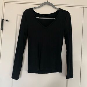 Express Fitted Black Vneck Long Sleeve